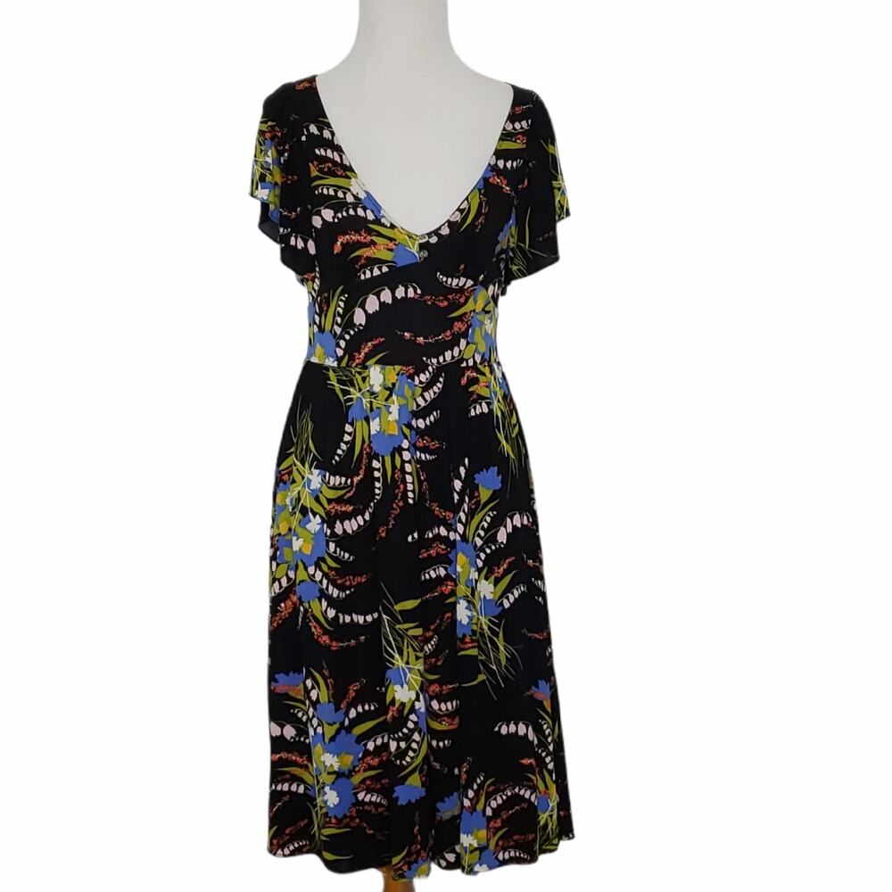 Anthropologie Mermaid Babydoll Floral Dress Flutter Sleeves Brunch Womens XS